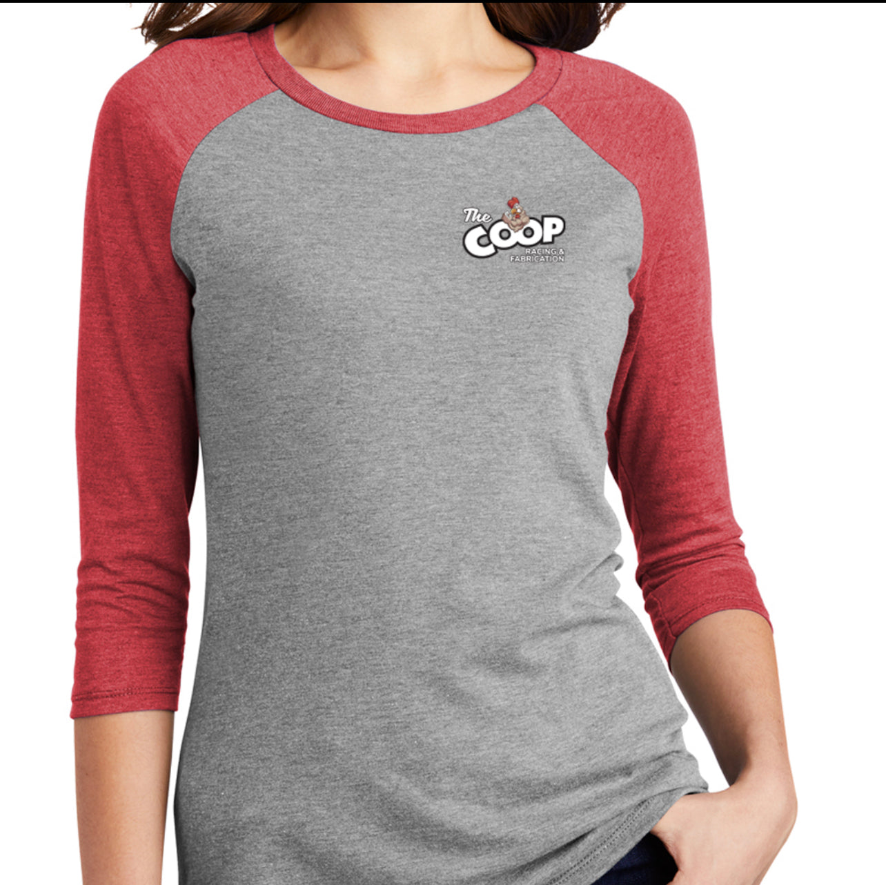 Women’s 3/4 Tee “Coop Chick Designs”